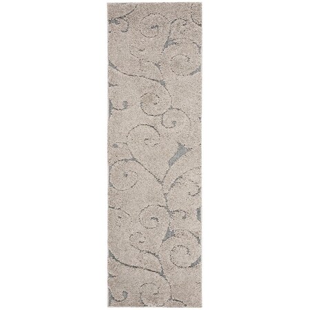 Safavieh Florida Shag Power Loomed Runner Rug; Cream & Light Blue - 2 ft.-3 in. x 7 ft. SG455-1155-27